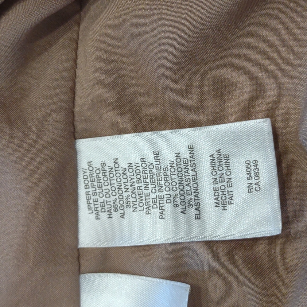 Anne Klein Sleeveless Lace Overlay Cotton Blend Tiered Skirt Tan & White Dress - Picture 10 of 11